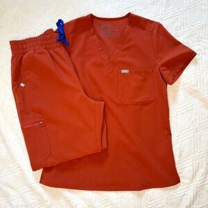 Figs Vibrant Burnt Orange Scrub Set